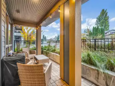 Outdoor Patio Photo of 102 735 Anskar Court, Coquitlam, BC