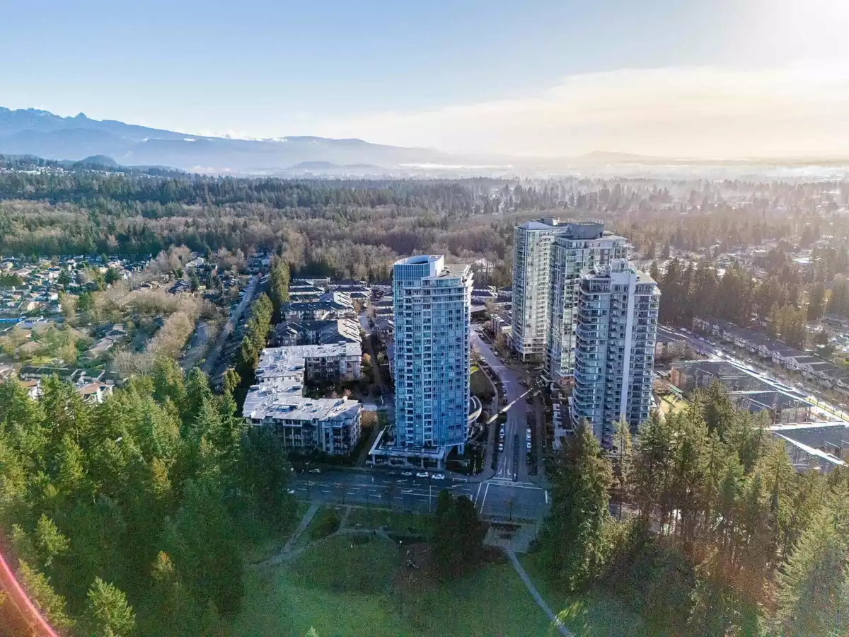 Aerial View of 2207 3093 Windsor Gate, Coquitlam, BC