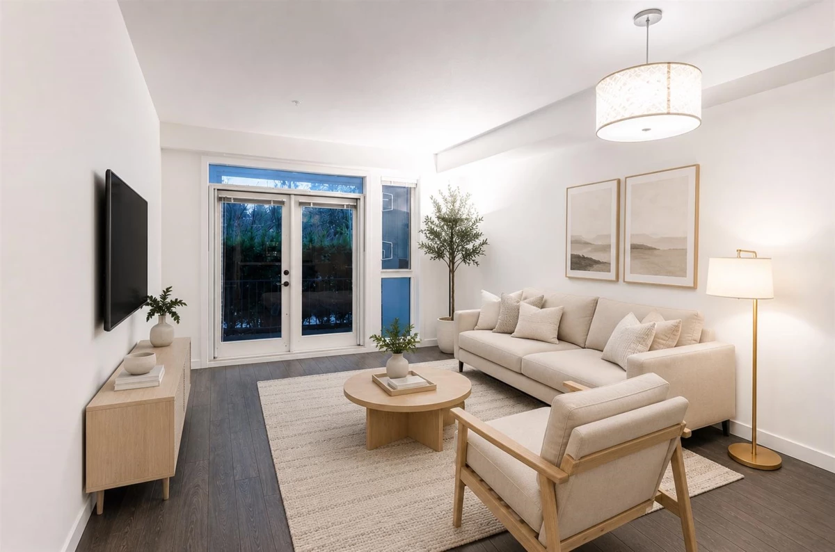 Living Room Photo of 111 6677 Cambie Street, Vancouver, BC