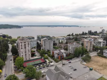 Aerial View of 206 1340 Duchess Avenue, West Vancouver, BC