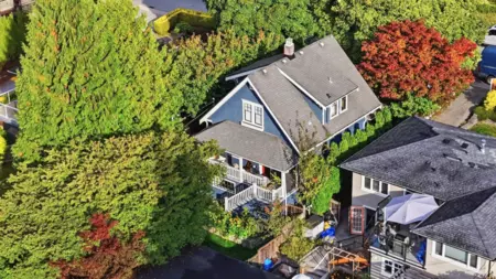 Aerial View of 121 E 27th Street, North Vancouver, BC