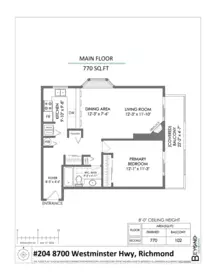 Aerial View of 204 8700 Westminster Highway, Richmond, BC