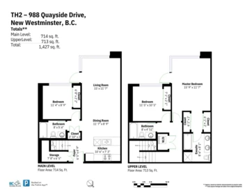 Aerial View of TH2 988 Quayside Drive, New Westminster, BC