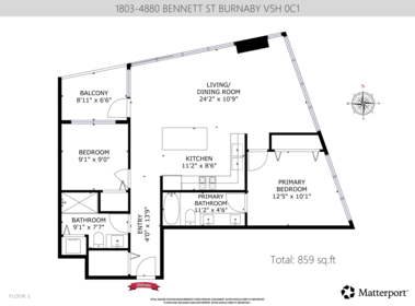 Hallway Photo of 1803 4880 Bennett Street, Burnaby, BC