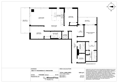Aerial View of 3202 1111 Richards Street, Vancouver, BC