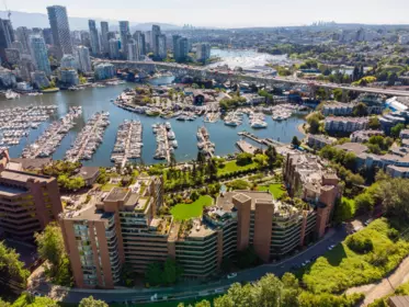 Aerial View of 602 1490 Pennyfarthing Drive, Vancouver, BC