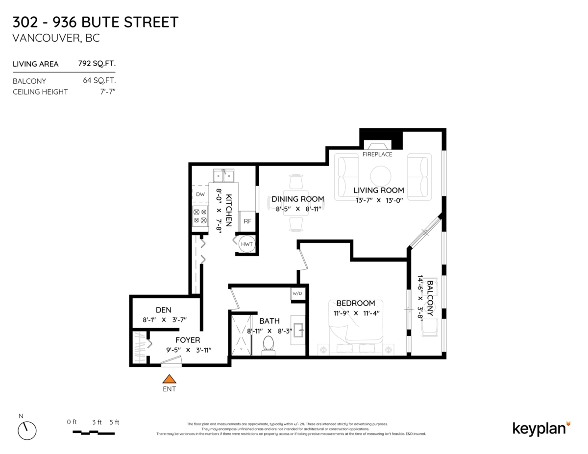 Aerial View of 302 936 Bute Street, Vancouver, BC