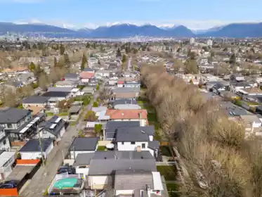 Aerial View of 5059 Sherbrooke Street, Vancouver, BC