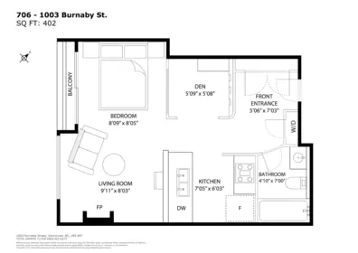 Entry Foyer Photo of 706 1003 Burnaby Street, Vancouver, BC