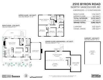 Aerial View of 2510 Byron Road, North Vancouver, BC