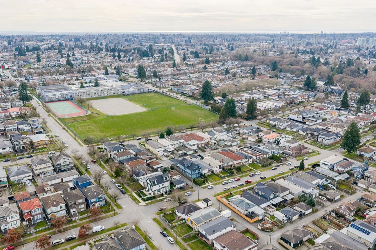 Aerial View of 3895 Windermere Street, Vancouver, BC
