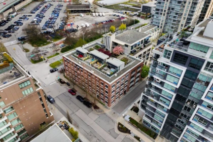 Aerial View of 410 388 W 1st Avenue, Vancouver, BC