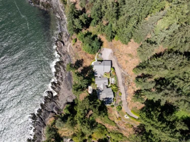 Aerial View of 1299 Fairweather Road, Bowen Island, BC