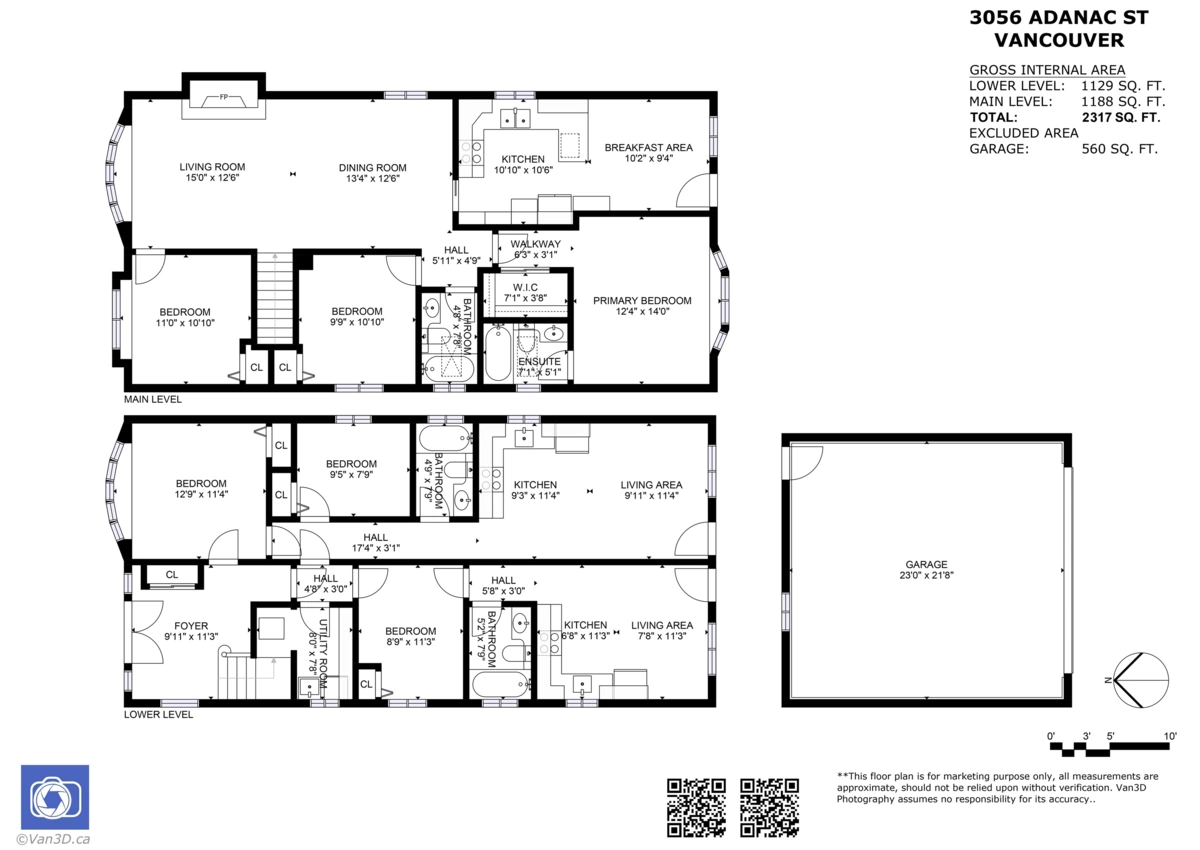 Aerial View of 3056 Adanac Street, Vancouver, BC
