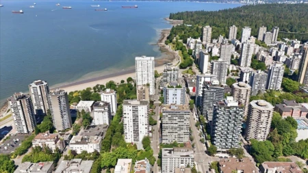 Aerial View of 802 1251 Cardero Street, Vancouver, BC