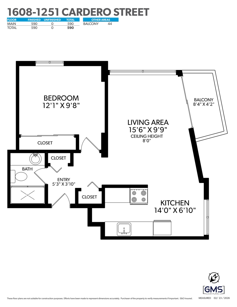 Aerial View of 1608 1251 Cardero Street, Vancouver, BC