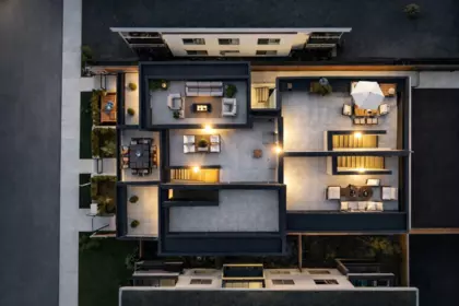 Aerial View of 103 1837 E Georgia Street, Vancouver, BC
