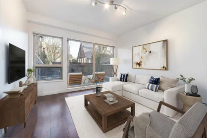 Front exterior of 109 1033 St. Georges Avenue, North Vancouver, BC