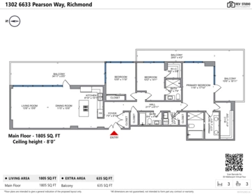 Aerial View of 1302 6633 Pearson Way, Richmond, BC