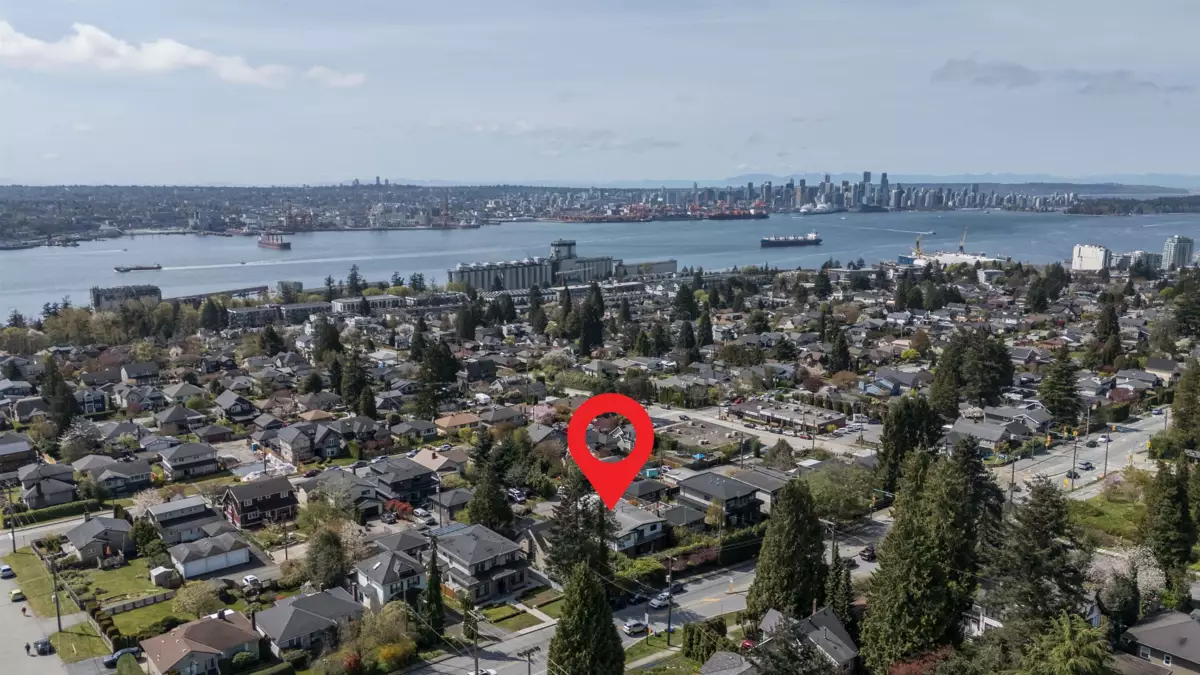 Aerial View of 635 E Keith Road, North Vancouver, BC
