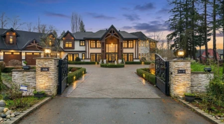 Aerial View of 8486 Harvie Road, Surrey, BC