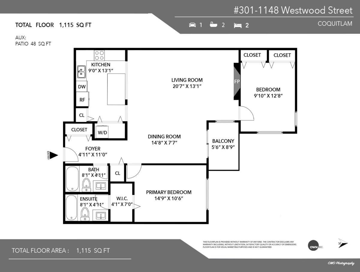 Aerial View of 301 1148 Westwood Street, Coquitlam, BC