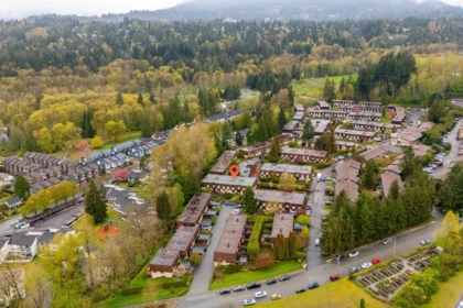 Aerial View of 841 Old Lillooet Road, North Vancouver, BC