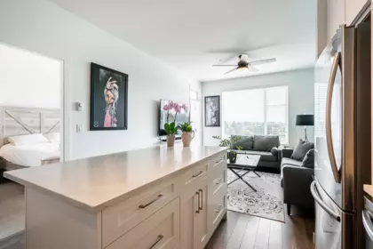 Living Room Photo of 414 13623 81a Avenue, Surrey, BC