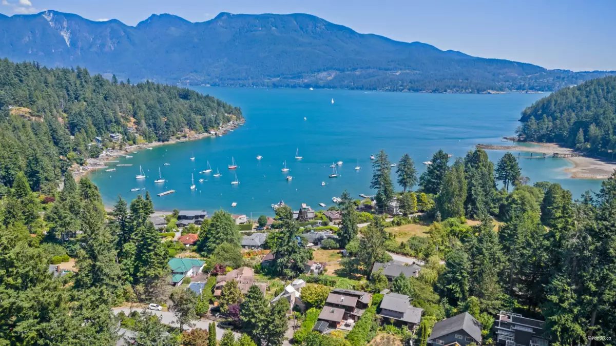 Aerial View of 1115 Lenora Road, Bowen Island, BC