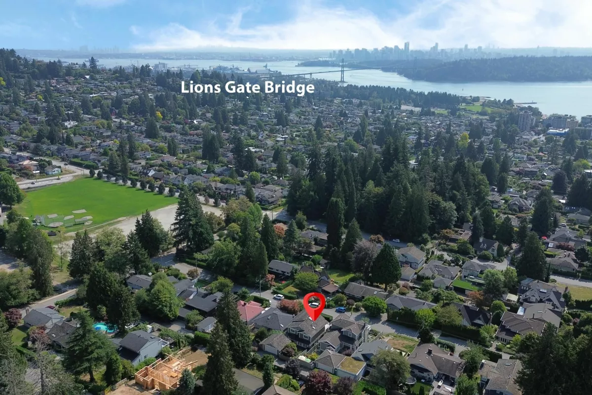 Aerial View of 1361 Lawson Avenue, West Vancouver, BC