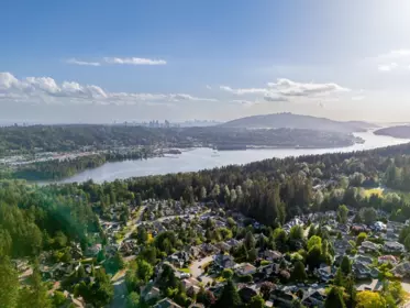 Aerial View of 18 Deerwood Place, Port Moody, BC