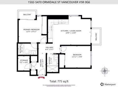 Hallway Photo of 1502 5470 Ormidale Street, Vancouver, BC
