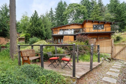 Aerial View of 1222 Miller Road, Bowen Island, BC