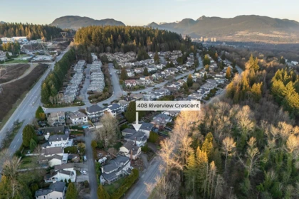 Aerial View of 408 Riverview Crescent, Coquitlam, BC