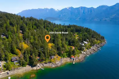 Front exterior of 319 David Road, Bowen Island, BC