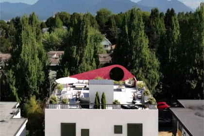 Aerial View of 122 1552 E 3rd Avenue, Vancouver, BC