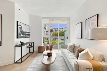 Living Room Photo of 421 4028 Knight Street, Vancouver, BC