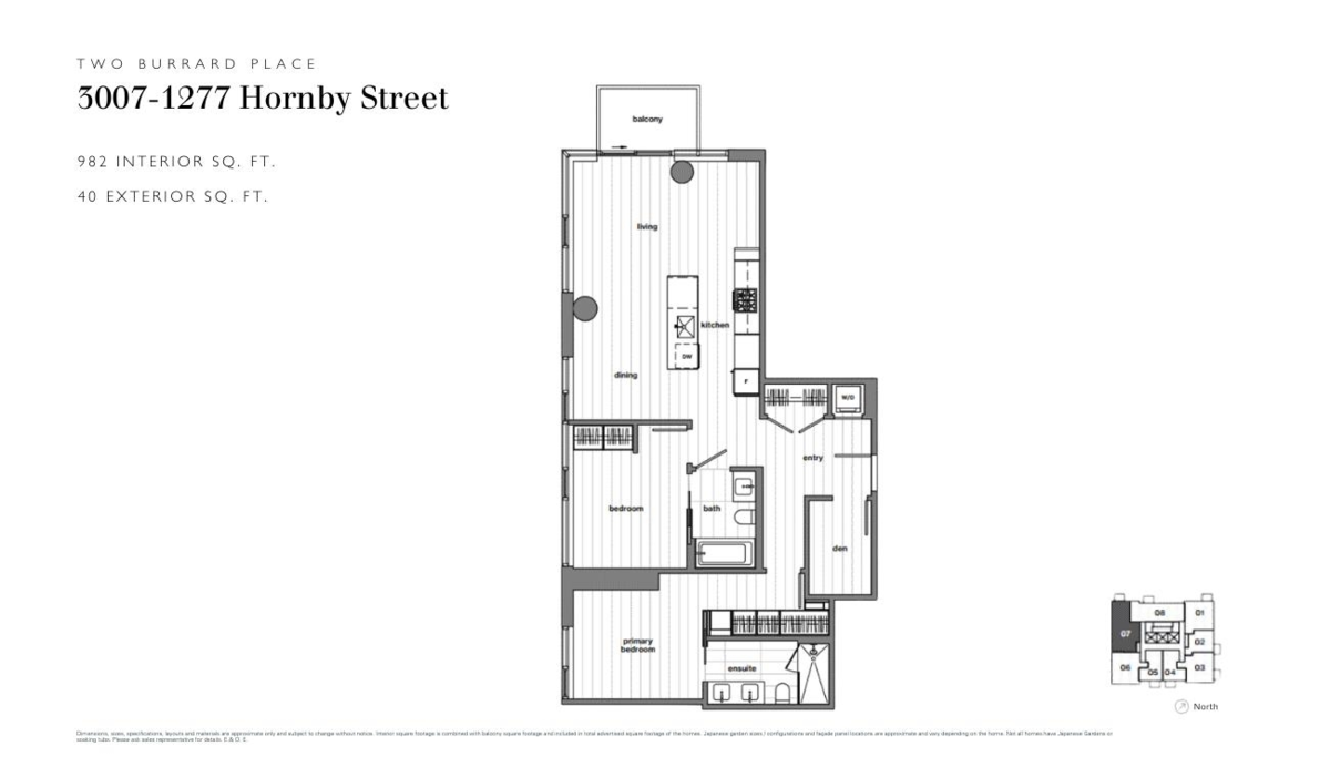 Dining Area Photo of 3007 1277 Hornby Street, Vancouver, BC