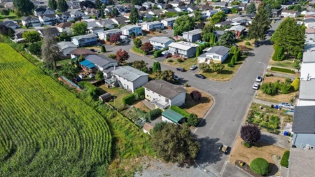Aerial View of 46702 Arbutus Avenue, Chilliwack, BC