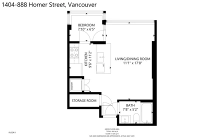 Guest Bathroom Photo of 1404 888 Homer Street, Vancouver, BC