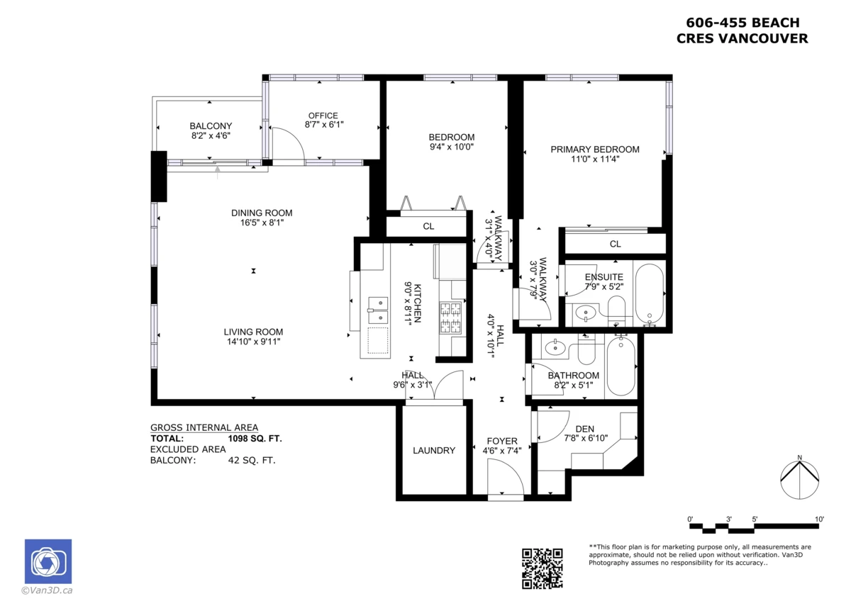 Exterior Rear Photo of 606 455 Beach Crescent, Vancouver, BC