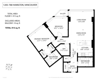 Hallway Photo of 1205 788 Hamilton Street, Vancouver, BC