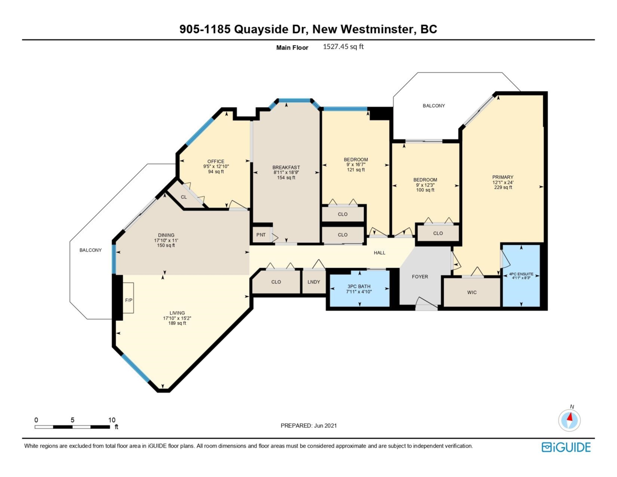 Aerial View of 905 1185 Quayside Drive, New Westminster, BC