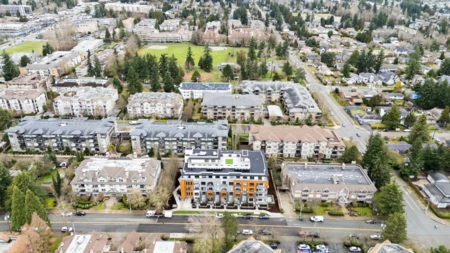 Aerial View of 208 15353 17 Avenue, Surrey, BC