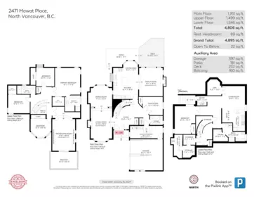Aerial View of 2471 Mowat Place, North Vancouver, BC