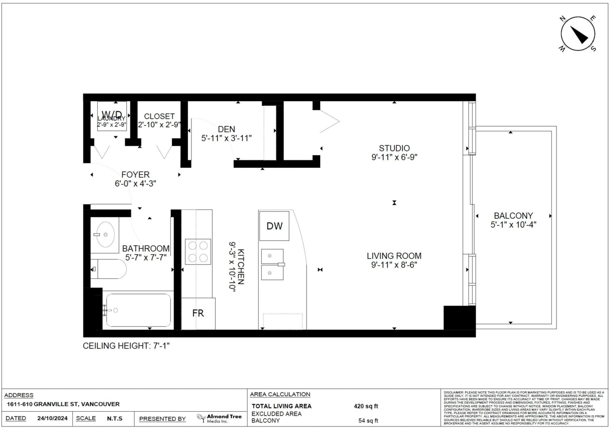 Basement Recreation Room Photo of 1611 610 Granville Street, Vancouver, BC