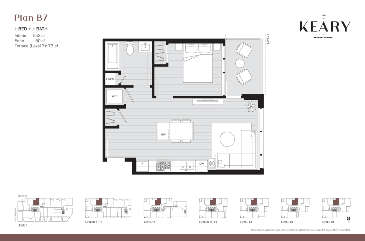 Living Room Photo of 901 230 Keary Street, New Westminster, BC