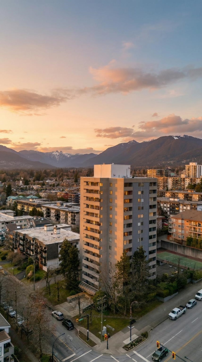 Aerial View of 905 110 W 4th Street, North Vancouver, BC