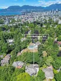 Aerial View of 1341 Matthews Avenue, Vancouver, BC