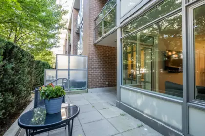 Outdoor Patio Photo of 107 110 Switchmen Street, Vancouver, BC